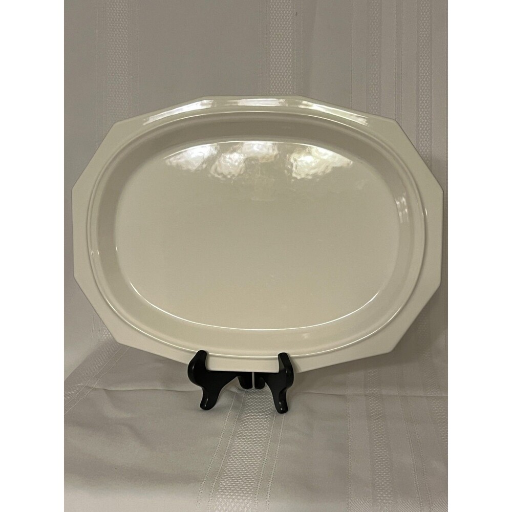Vintage Pfaltzgraff Stoneware Heritage White 14" 12-sided Oval Serving Platter